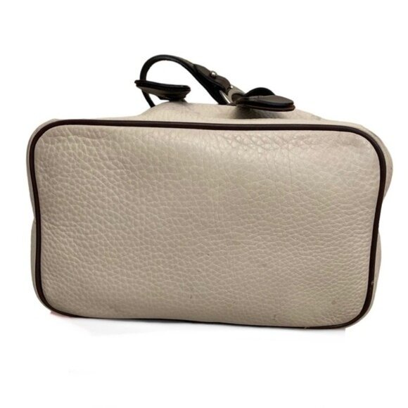 Vintage Dooney & Bourke Leather Drawstring Bucket Bag in Bone color Brown Trim a - Picture 6 of 15